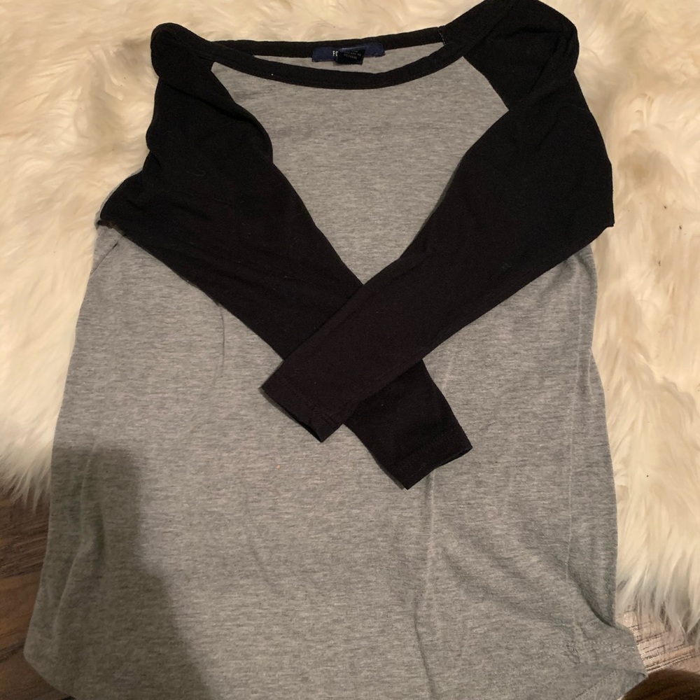 Forever 21 gray & black baseball tee